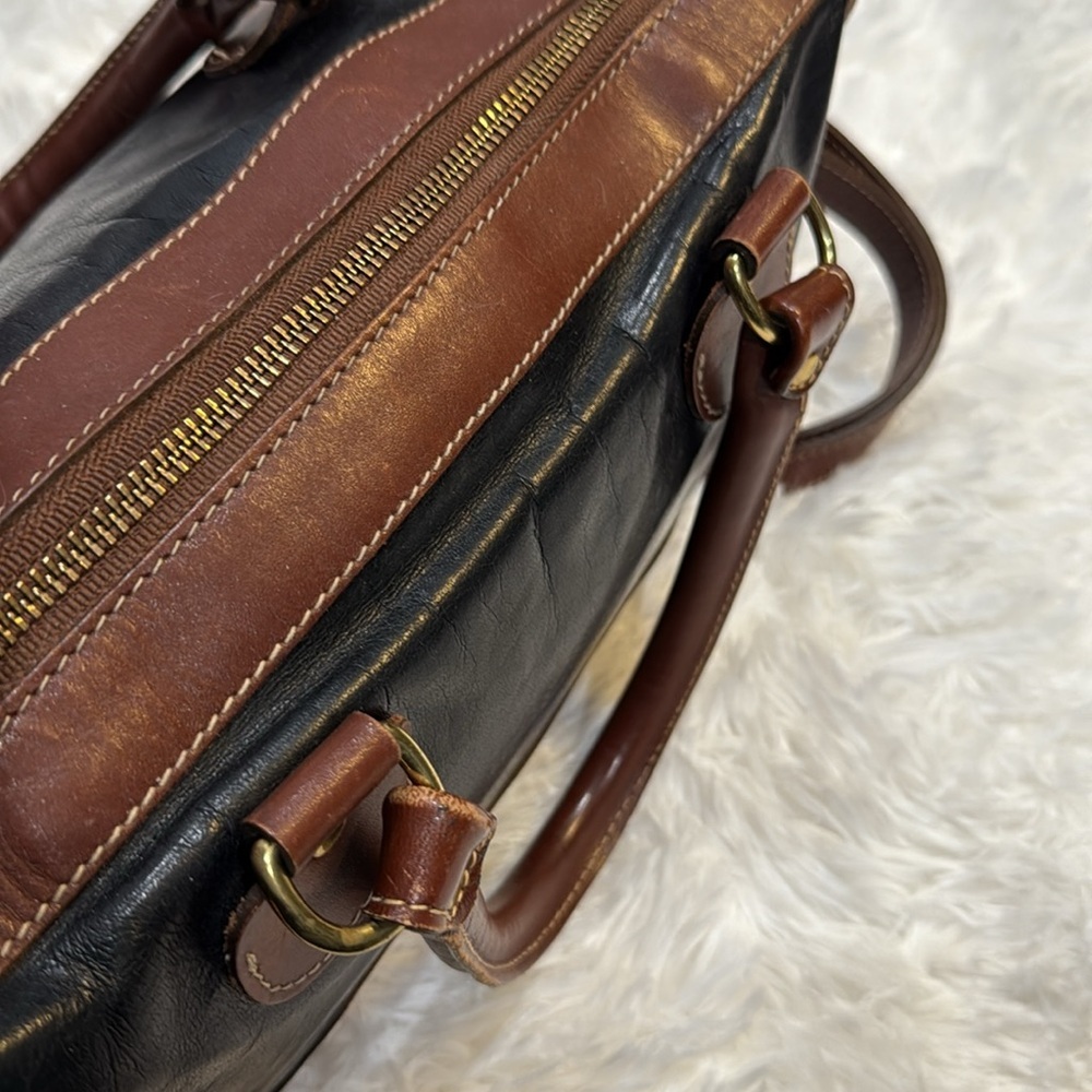 Brahmin Vintage Leather Satchel Crossbody Bag Black Brown Pre-Loved - Picture 8 of 16